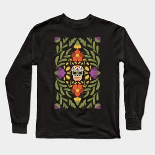 Sugar Skull with Wildflowers // Mexican Sunflower Dia de los Muertos // Long Sleeve T-Shirt